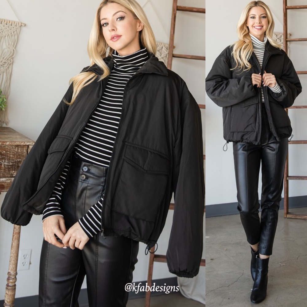 LAST 1! Cozy, Stylish, Oversized Nylon Puffer Jacket with Double Pockets! - Picture 2 of 8